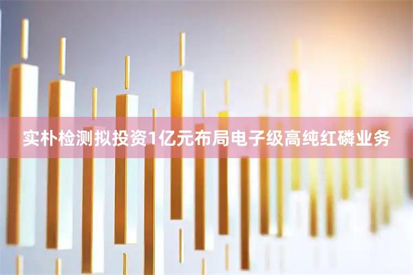 实朴检测拟投资1亿元布局电子级高纯红磷业务